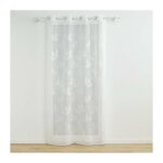 Voilage a oeillets 140 x 280 cm voile sabl� brod� berry blanc