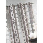 Voilage organza jacquard � bandes et cercles blanc 140x260 cm