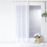 Voilage sabl� avec top c?urs beige 140x240 cm