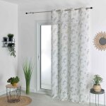 Voilage tamisant en �tamine fleurie taupe 140x240 cm