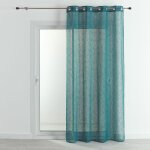 Voilage - effet lin fluide bleu paon 140x240 cm Voilage - effet lin fluide bleu paon 140x240 cm