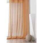 Rideau voilage poly - lin galon fronceur cuivre 145x240 cm