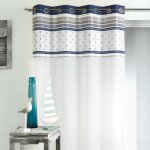 Voilage en voile avec parement à rayures horizontales bleu marine 140x240 cm Voilage en voile avec parement à rayures horizontales bleu marine 140x240 cm