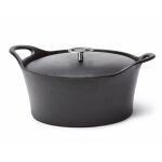 Volcan - cocotte ronde 24cm fonte de fer �maill�e noire avec couvercle