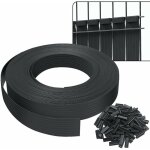 Kit de lamelles occultantes pvc brise vue 75m x 4. 7cm avec 150 clips noir