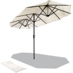 Vounot� parasol de jardin double 300 x 150 cm - aluminium - beige
