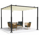 Vounot - pergola rtractable 3x3m en metal et toile polyester haute densite 180 g / m beige
