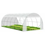 Vounot - serre de jardin tunnel toute saison 18m� blanc - fen�tres et portes lat�rales zipp�es enroulables ...