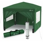 Tonnelle de jardin 3x3m pliable avec portes et fenêtres et sac de transport vert - vounot Tonnelle de jardin 3x3m pliable avec portes et fenêtres et sac de transport vert - vounot