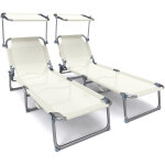 Transat pare soleil textilene et range magazine lot de 2 pcs beige