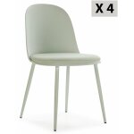 Lot de 4 chaises kana vert, pieds en mtal et assise rembourre