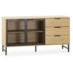 Buffet isis 2 portes en mtal noir et 3 tiroirs, 130 cm