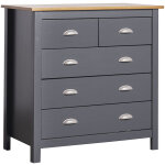 Commode 5 tiroirs jade dans les tiroirs anthracite, 79 cm longueur