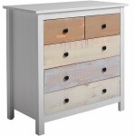 Commode magda blanc et tiroirs multicouleurs en pin massif.