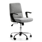 Fauteuil de bureau relevable et reclinable teo matelass avec tissu gris clair