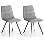 Set de 2 chaises salle  manger mila tapisses grises claires, 58 cm x 45 cm x 90 cm