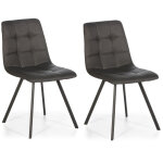 Set de 2 chaises salle  manger mila tapisses grises fronc, 58 cm x 45 cm x 90 cm