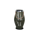 Lanterne en osier vert et bougeoir en verre