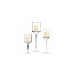 Photophore sur pieds en verre transparent set de 3 Photophore sur pieds en verre transparent set de 3