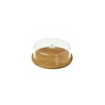 Plateau fromage bambou rond et cloche acrylique