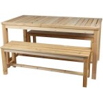 Wadiga - set table + 2 bancs en bois 'formentera' - beige - l 150 x l 80 x h 77 cm - livraison gratuite ...