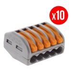 Wago - pack de 10 bornes de connexion rapide a levier 5 entres fil souple et rigide - s222