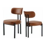 Wahson lot de 2 chaises cuir pu?chaises salle � manger avec pied m�tal, chaise de cuisine confortable ...