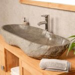 Wanda collection - grande vasque en pierre de rivi�re 100 cm