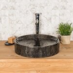 Wanda collection - grande vasque ronde à poser mino noir 42cm Wanda collection - grande vasque ronde à poser mino noir 42cm