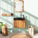 Wanda collection - lave main et meuble suspendu en teck luxe 60 noir