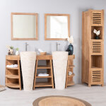 Meuble de salle de bain en teck florence double 180cm + vasques crme