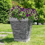 Pot bac jardini�re carr� galet 50cm jardin ext�rieur zen