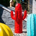 Wanda collection - sculpture jardin moderne cactus 50cm rouge