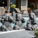 Wanda collection - statues moine de la sagesse patin gris 40 cm