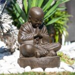 Statue moine shaolin brun antique 40 cm Statue moine shaolin brun antique 40 cm