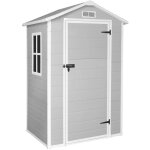 Wasabi - abri de jardin en rsine aqua 1. 4 - montage facile - fentre - inclut le sol - gris blanc - ...