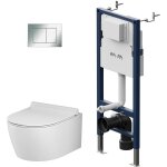 Am. pm - wc set pack wc bti - support + wc suspendu sans bride + abattant softclose + plaque chrome