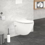 Ecd germany - wc suspendu court sans bride, mural, blanc, en c�ramique, avec fonction bidet, abattant ...