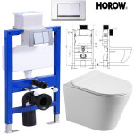 Wc suspendu mural sans rebord - abattant de wc soft close et lunette de wc en pp + 82cm �l�ment avant ...