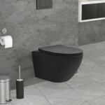 Ecd germany - wc suspendu long 52 cm, sans rebord, noir mat, en cramique, abattant amovible en plastique ...