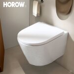 Wc suspendu sans rebord avec couvercle de toilette avec système d'abaissement automatique ? cuvette profonde ... Wc suspendu sans rebord avec couvercle de toilette avec système d'abaissement automatique ? cuvette profonde ...