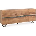 Webmarketpoint - buffet 4 portes 198x43x85 cm en acacia naturel et noir - cheno