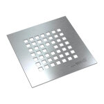 Wedi - grille d'�vacuation fundo 6. 1 carr�e - avec cadre - inox massif - 115x115 mm - �p. 2, 5 mm