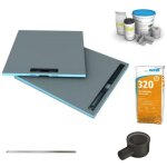 Wedi - receveur  carreler 120 x 80 cm fundo riolito neo + barrette + bonde horizontale + kit d'tanchit ...