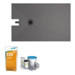 Wedi - receveur  carreler 140 x 90 cm fundo plano, bonde intgre + colle 320 + kit d'tanchit