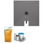 Wedi - receveur  carreler 90 x 90 cm fundo plano, bonde intgre + colle 320 + kit d'tanchit