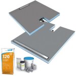 Receveur  carreler 90 x 90 cm wedi fundo plano linea - coulement linaire sortie sur le petit cot ...