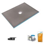 Wedi - receveur de douche à carreler 120 x 90 fundo primo écoulement centré + bonde horizontale + kit ... Wedi - receveur de douche à carreler 120 x 90 fundo primo écoulement centré + bonde horizontale + kit ...