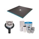 Wedi - receveur de douche  carreler 120 x 120 - kit complet  carreler avec bonde extra - plate horizontale ...