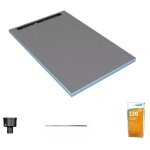 Wedi - receveur de douche  carreler 140 x 90 cm fundo riolito neo coulement vertical + barrette de ...
